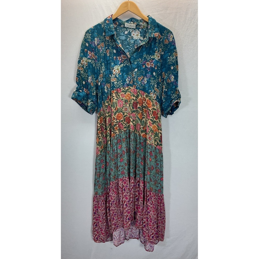 NATURAL LIFE Teal Multi-Color Floral Maxi Dress